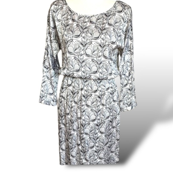 Thomas Wylde Black White Silk Skull Dress Cinched Waist Unfinished Hem Sz Medium - Picture 10 of 14